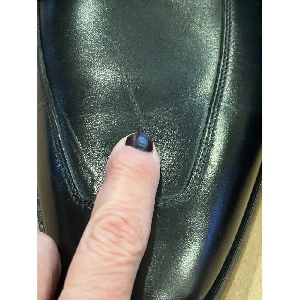 Boss Men's Derrek Apron Toe Penny Loafers Size 10 Black Slip On Made in Italy